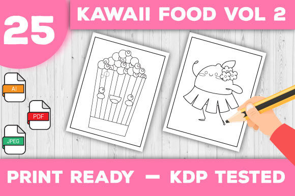 Exploring the Creative and Commercial Potential of Kawaii Food Coloring Book Pages Vol-02