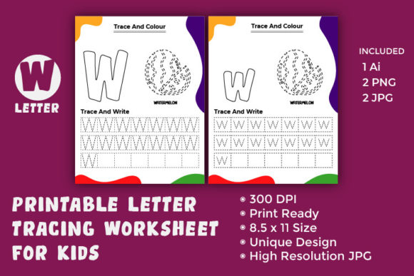 Tracing, Coloring, and Writing Letter W